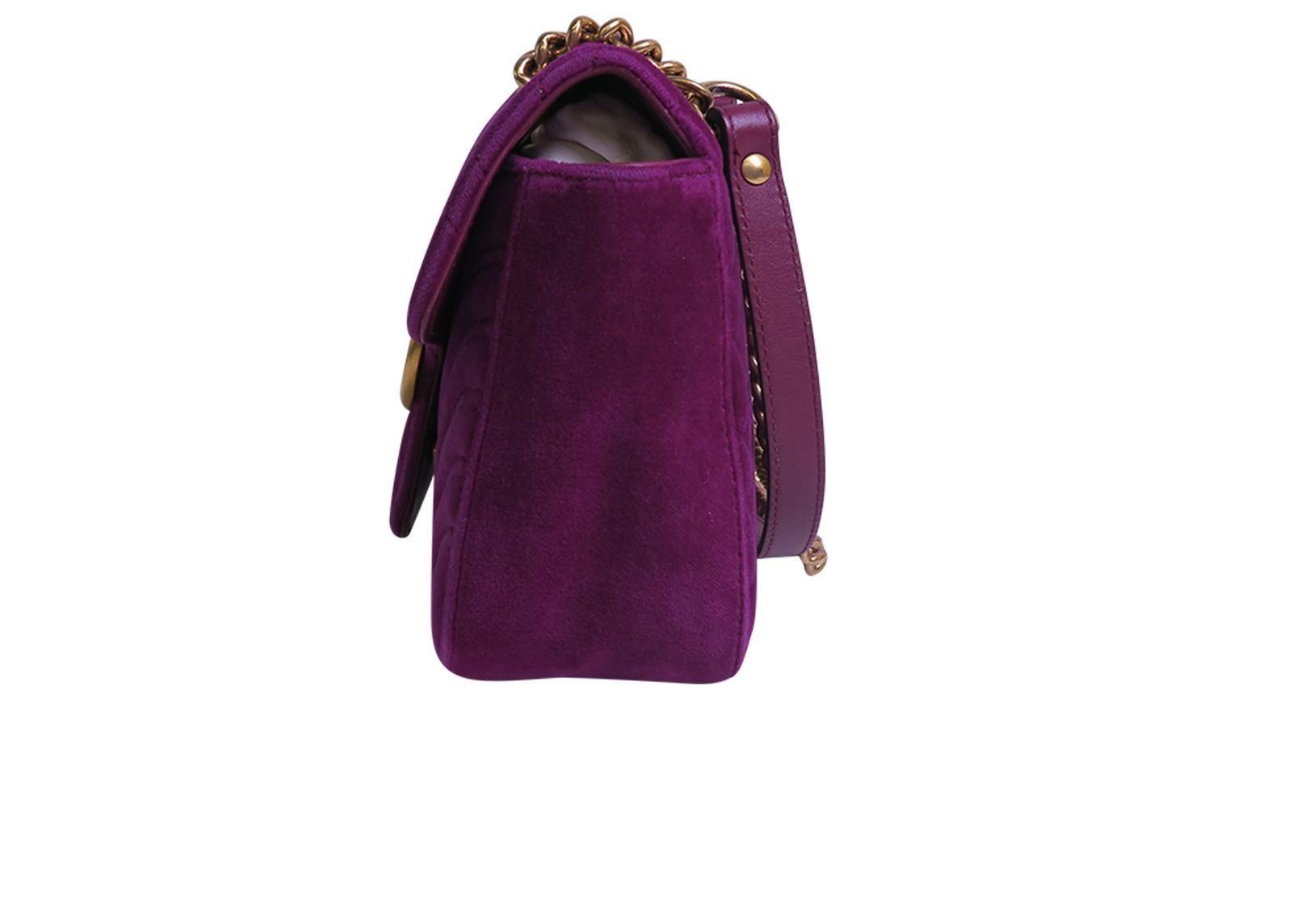Medium Marmont, &pound;820, Handbags, Purple, Velvet, Bottom view
